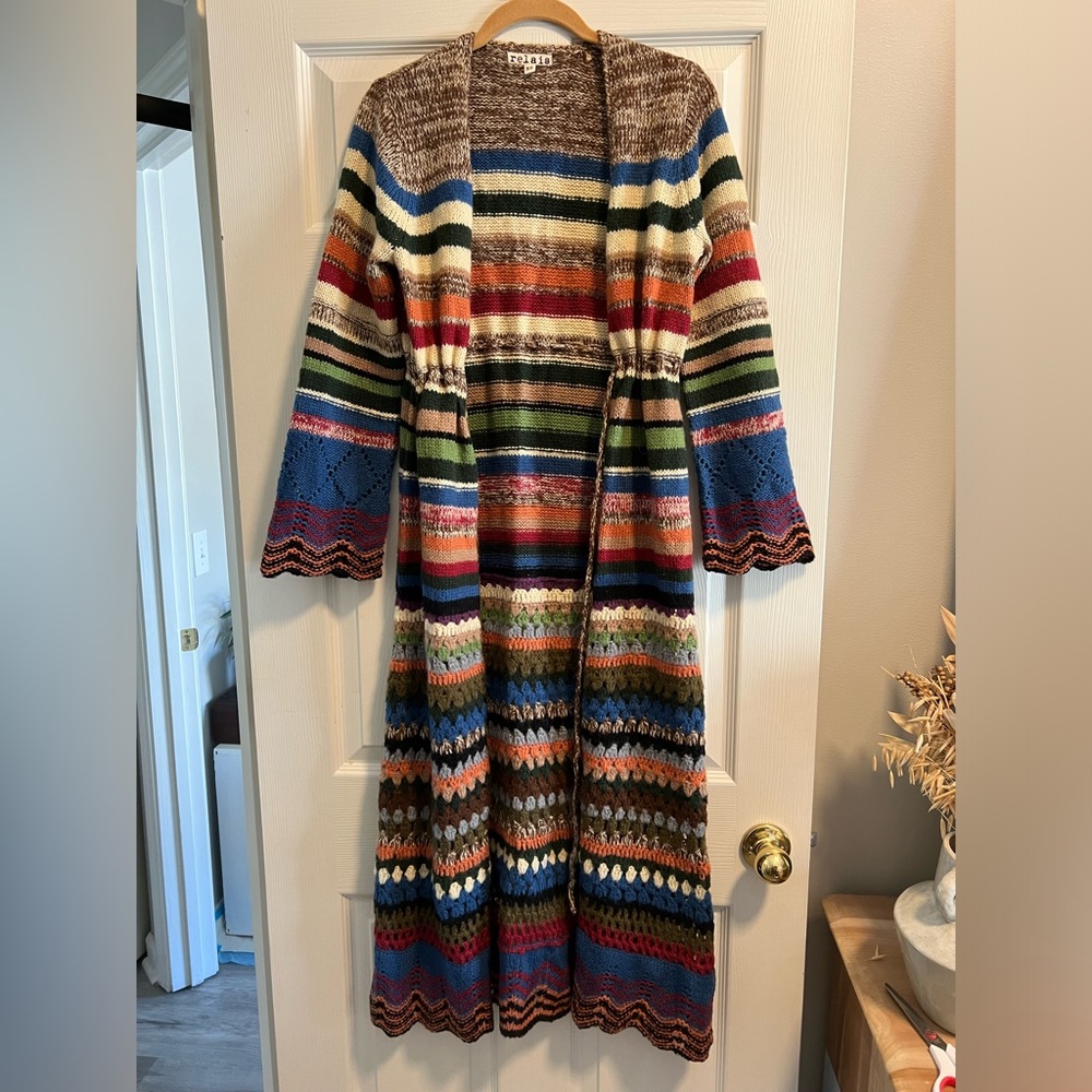 Crochet Knit Cardigan Rainbow